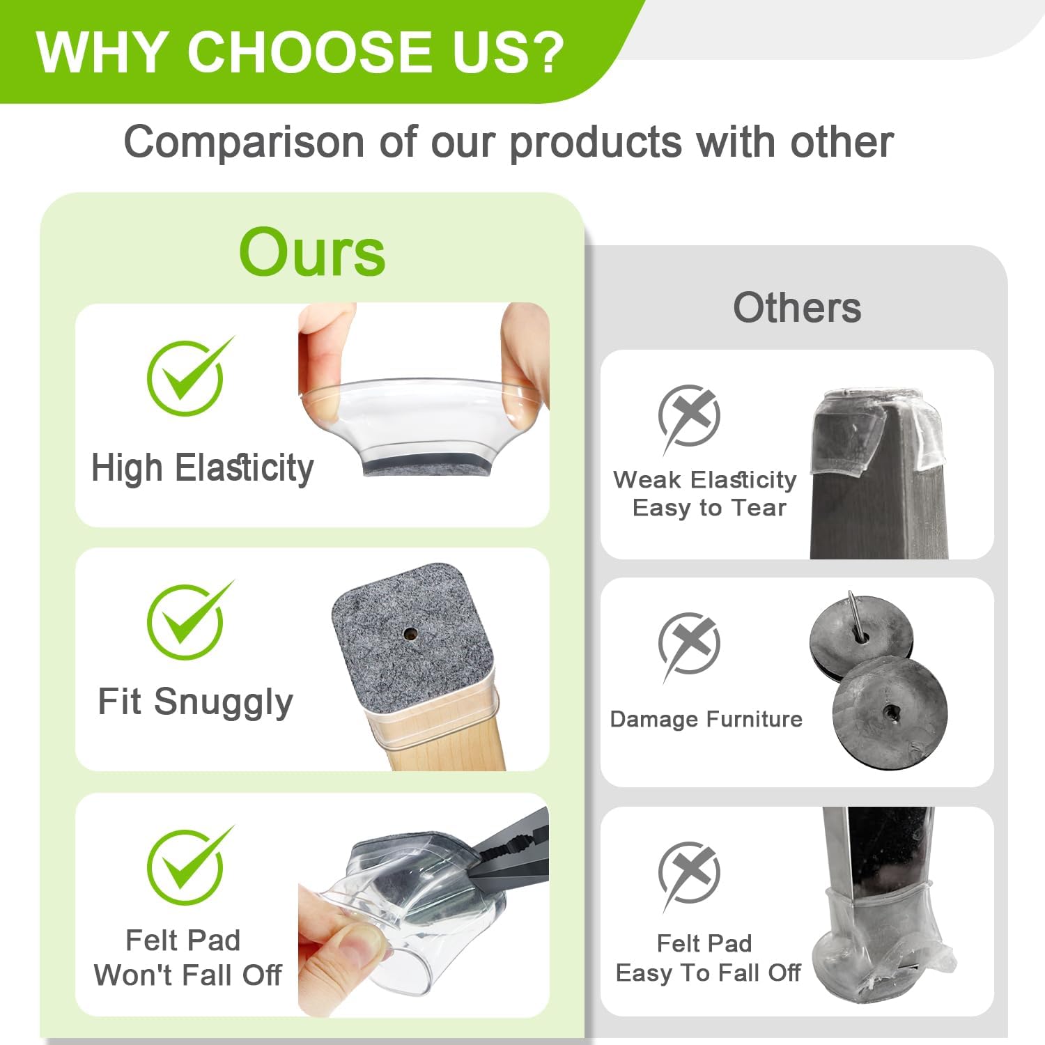 32 Pezzi Gommini per Sedie Quadrati in Silicone - immagine 2