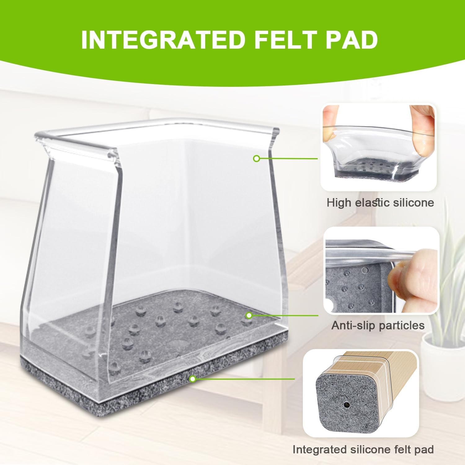 32 Pezzi Gommini per Sedie Quadrati in Silicone - immagine 3