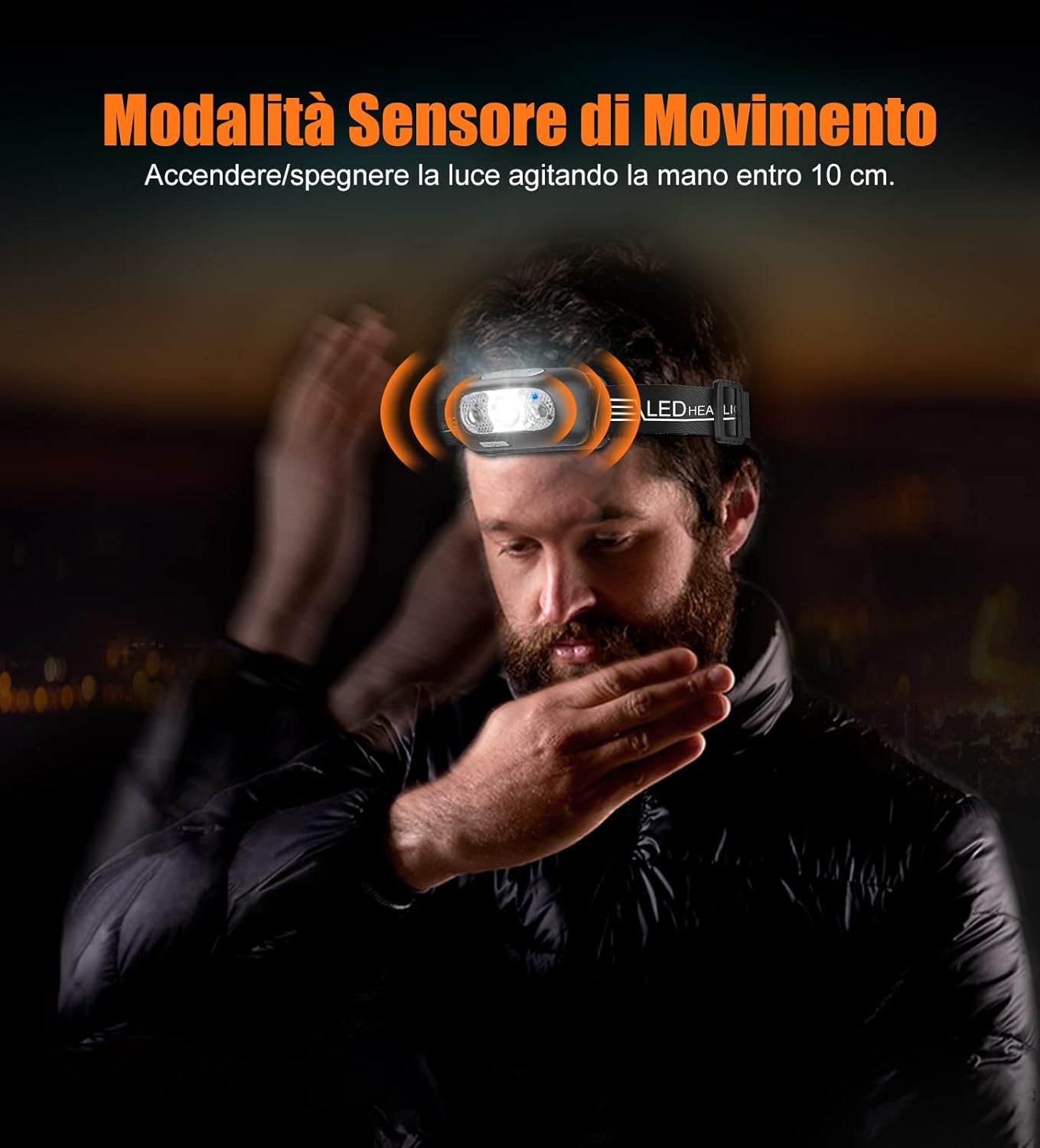 Glangeh Torcia Frontale USB Ricaricabile IPX6 - immagine 4