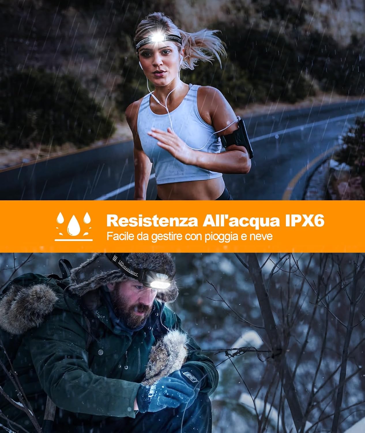 Glangeh Torcia Frontale USB Ricaricabile IPX6 - immagine 5