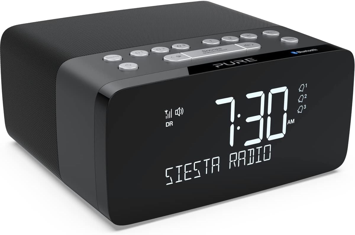Pure Siesta Charge Radiosveglia con Carica Wireless, Nero