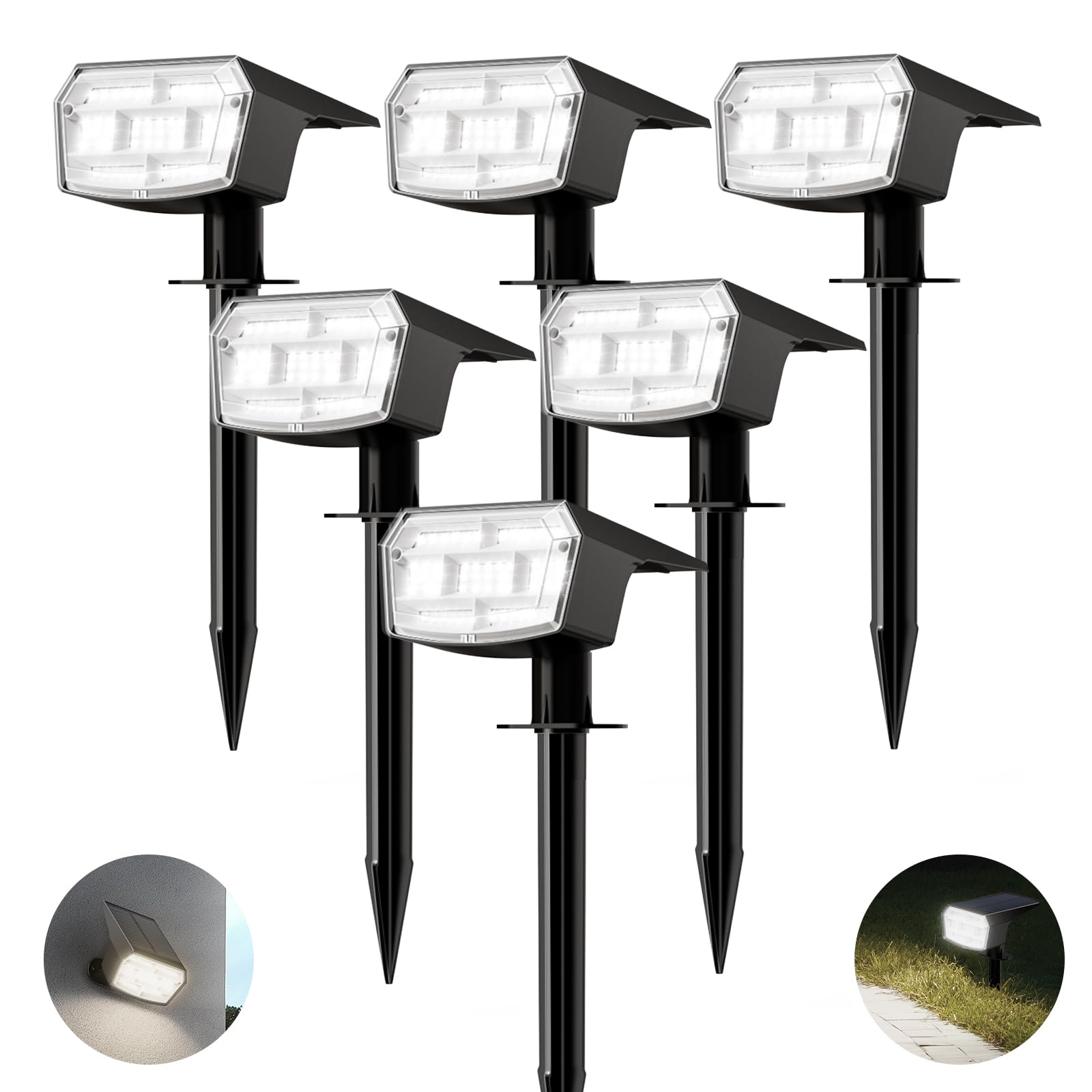 Hiboitec 59 Luci Solari a LED per Esterni 6000K, 6 Pezzi