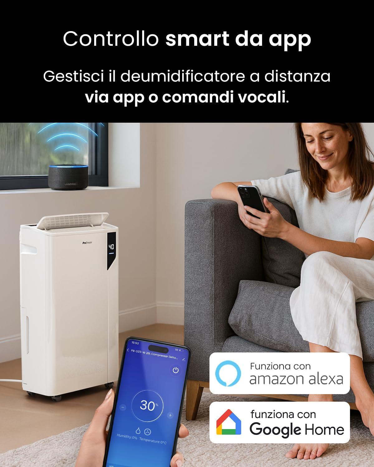 Pro Breeze® Deumidificatore Intelligente 20L/Die - immagine 6