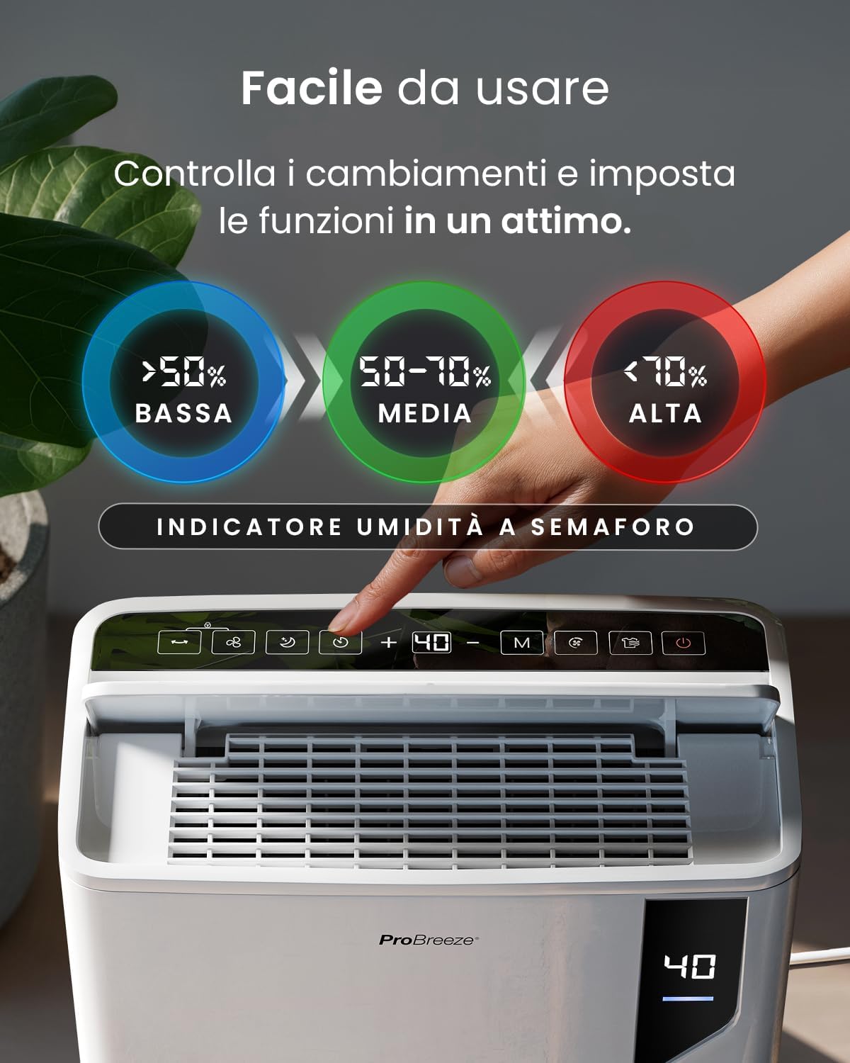 Pro Breeze® Deumidificatore Intelligente 20L/Die - immagine 7