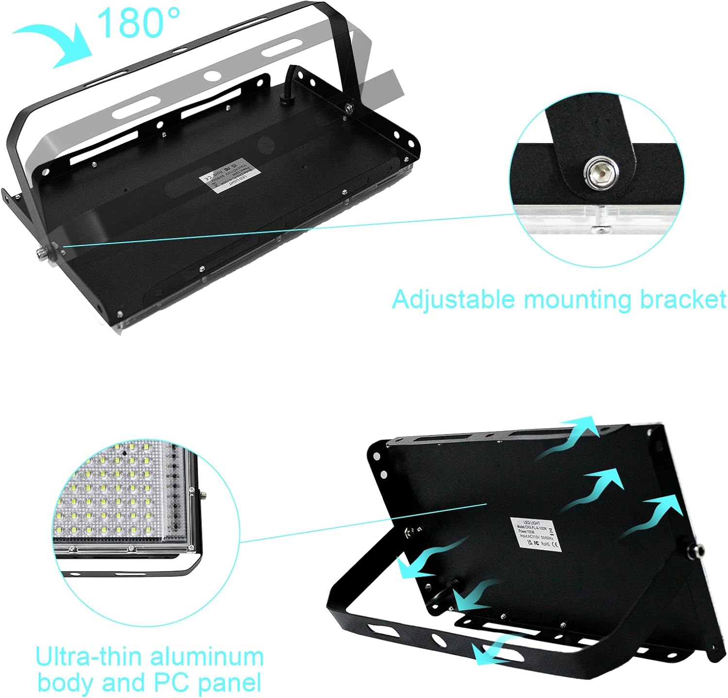 BOSITE Faretto Led da Esterno 100W 4 Pezzi - immagine 4