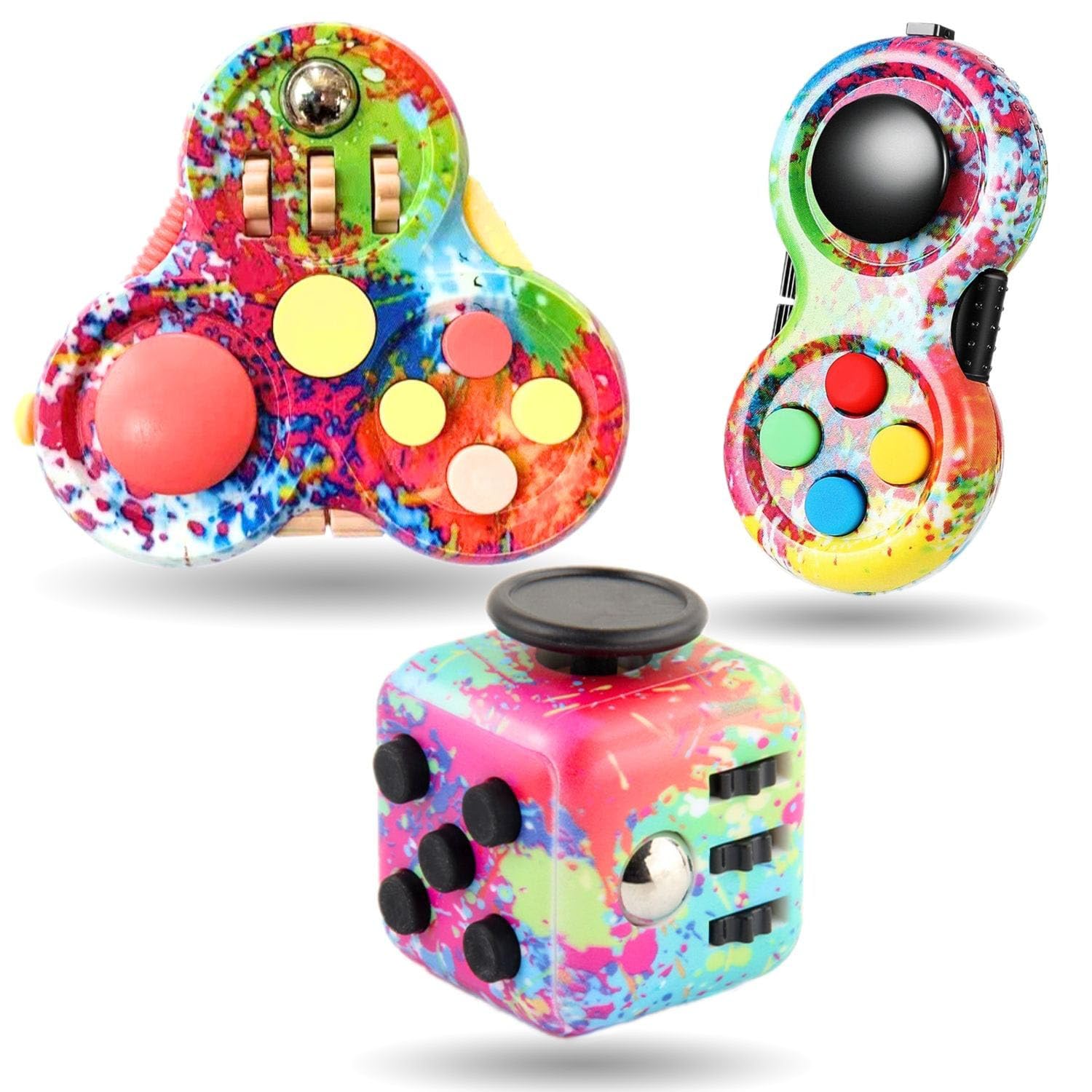 3Pcs Fidget Toys Cubo Antistress e Fidget Pad
