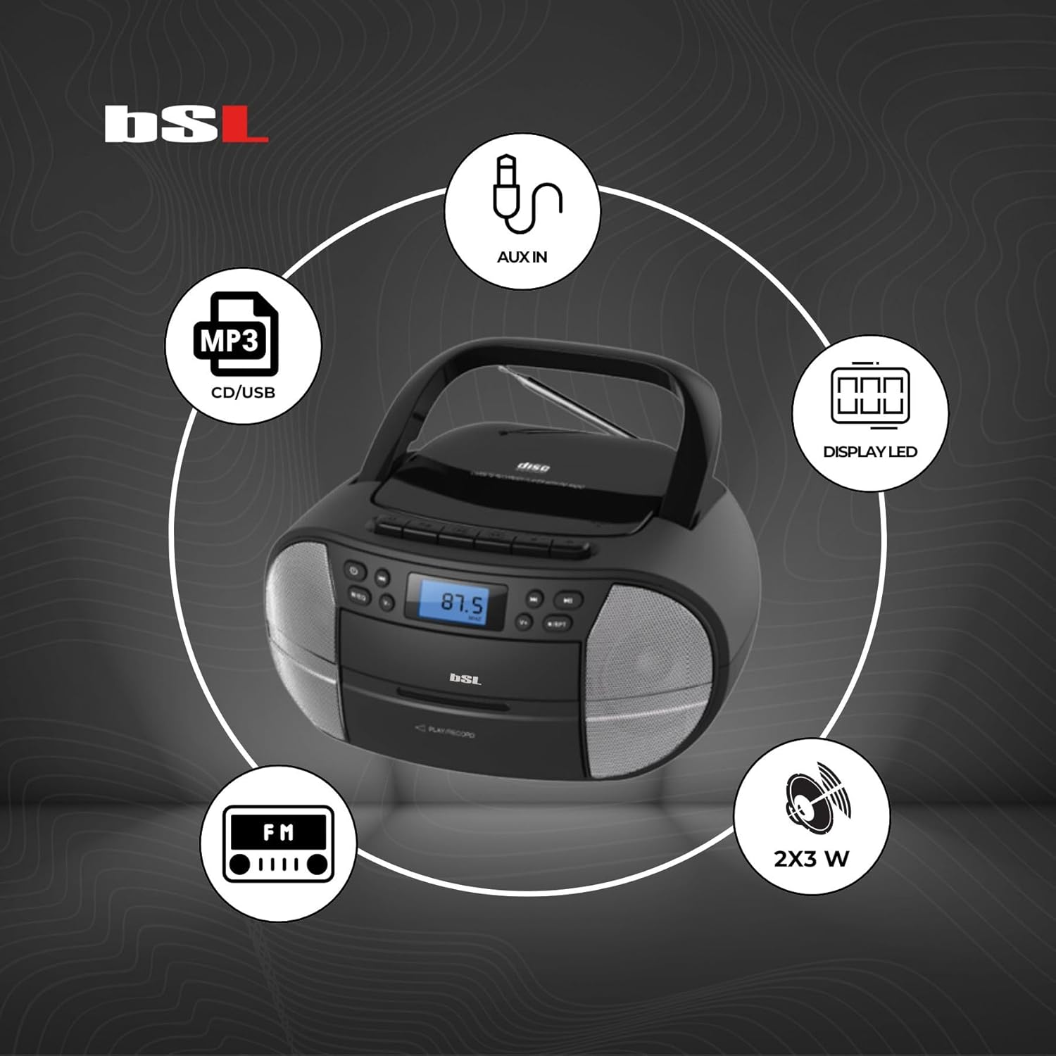 BSL Boombox Radio CD Portatile con Cassetta e Bluetooth - immagine 3