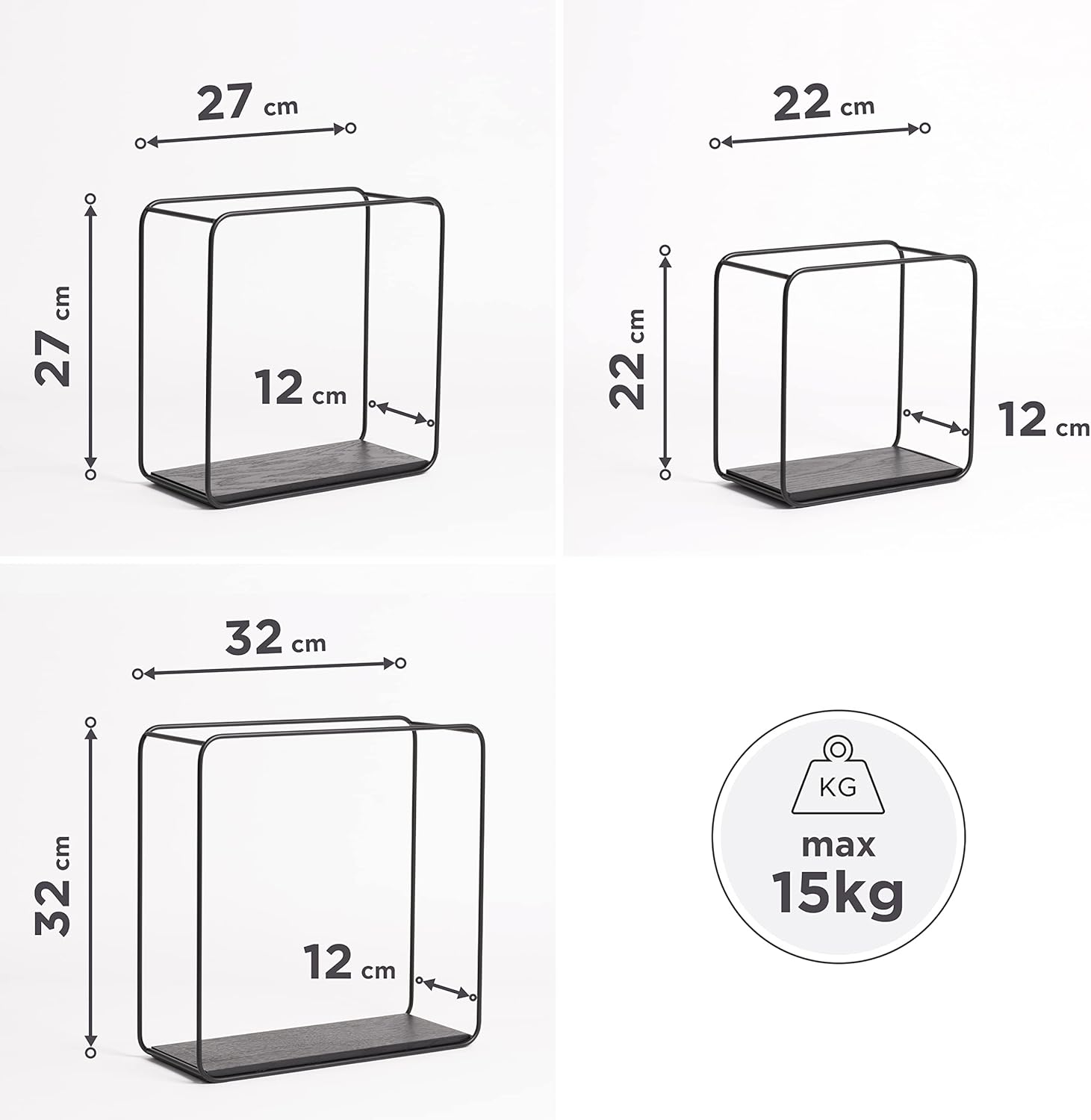 Kazai. Mensole da Muro Design Jona - Quercia, Nero - immagine 3