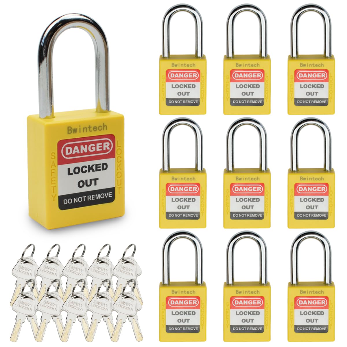 Bwintech 10 Pcs Lucchetto di Sicurezza Giallo 38MM