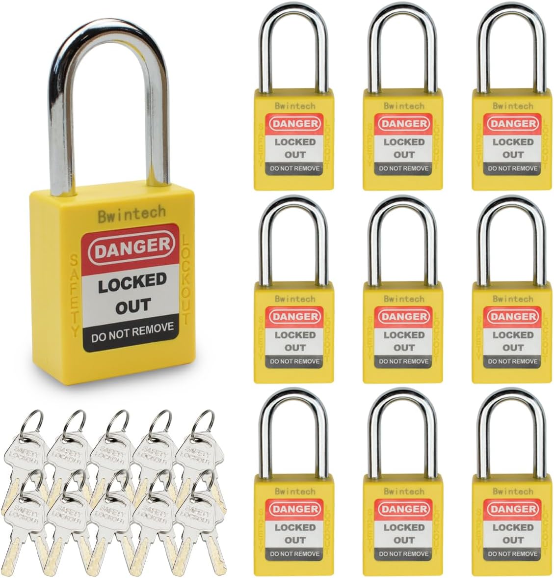 Bwintech 10 Pcs Lucchetto di Sicurezza Giallo 38MM - immagine 1