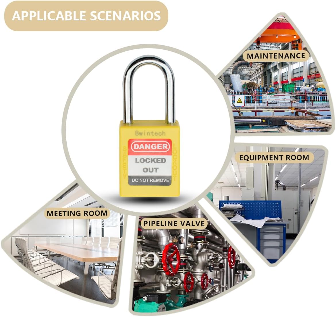 Bwintech 10 Pcs Lucchetto di Sicurezza Giallo 38MM - immagine 5