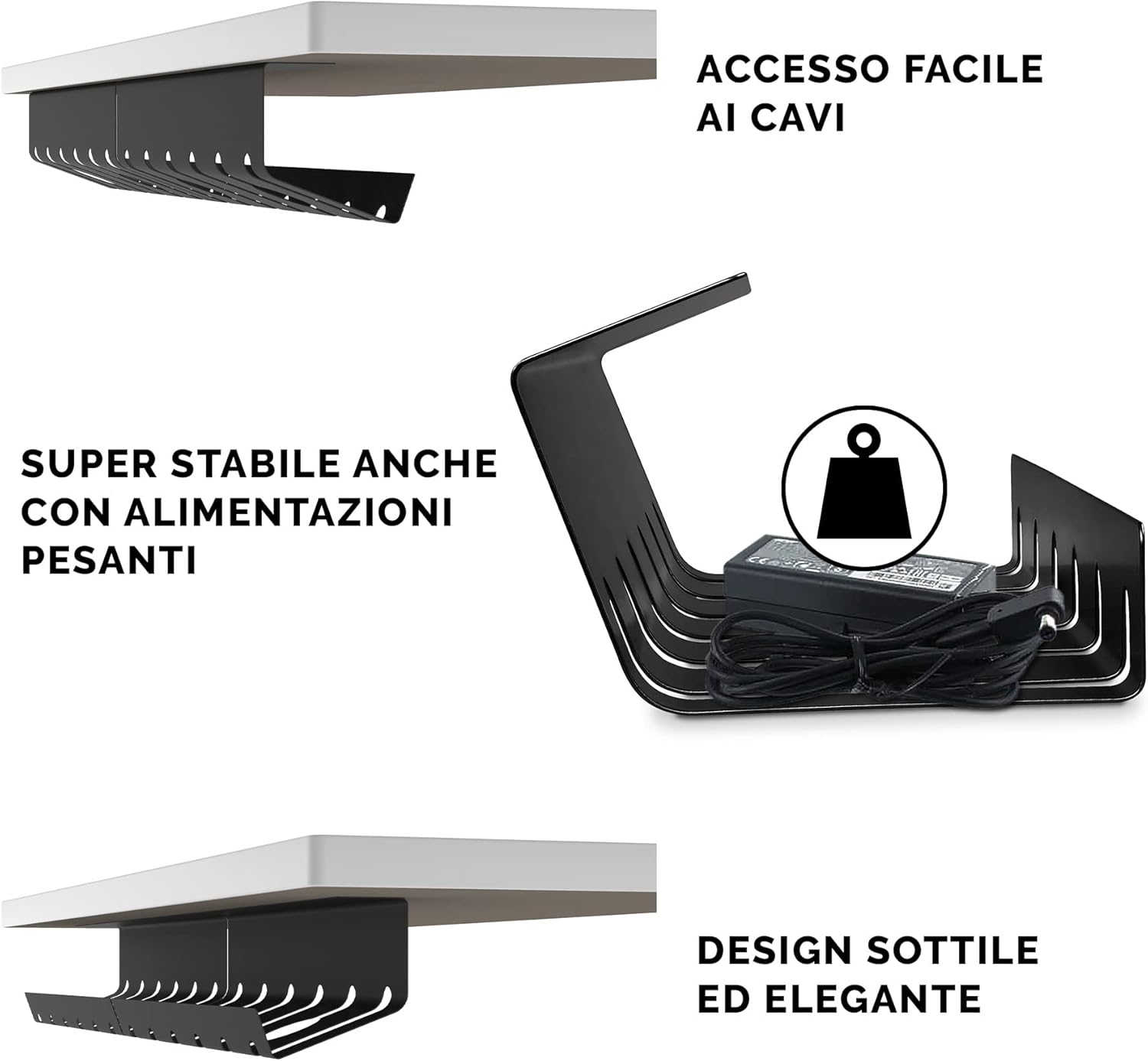 Canalina Portacavi da Scrivania - Set 3 Pezzi - immagine 6