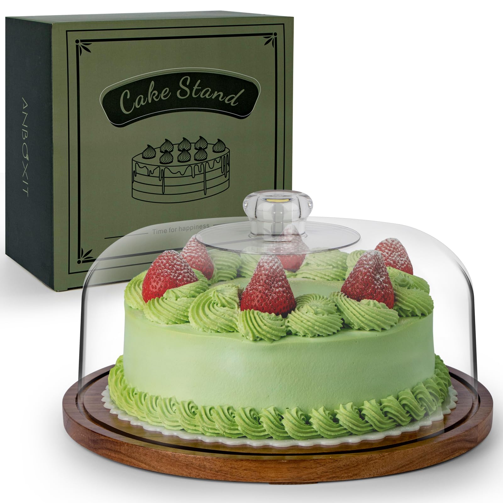 Alzata Torta con Coperchio in Legno di Acacia