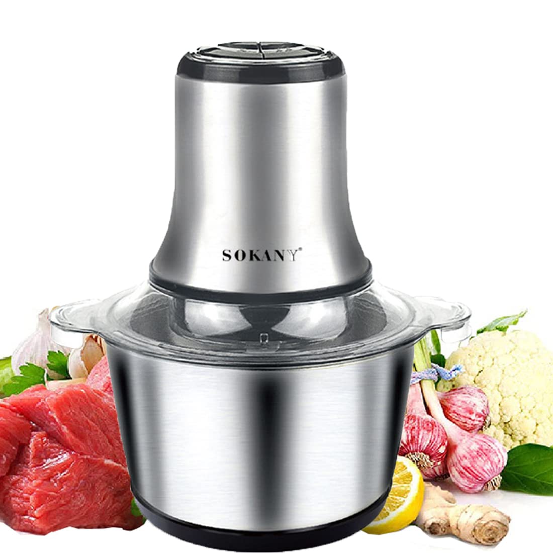 Sokany Tritatutto Elettrico 800W 3L Acciaio Inox