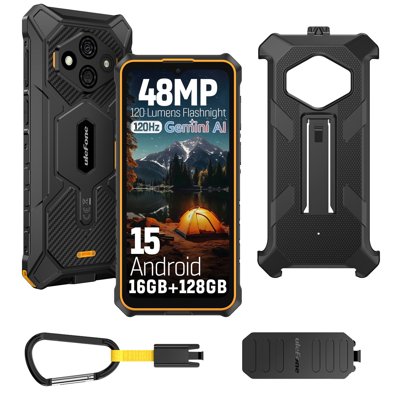 Ulefone RugKing 3 Pro - Smartphone Rugged Android 15, Arancione