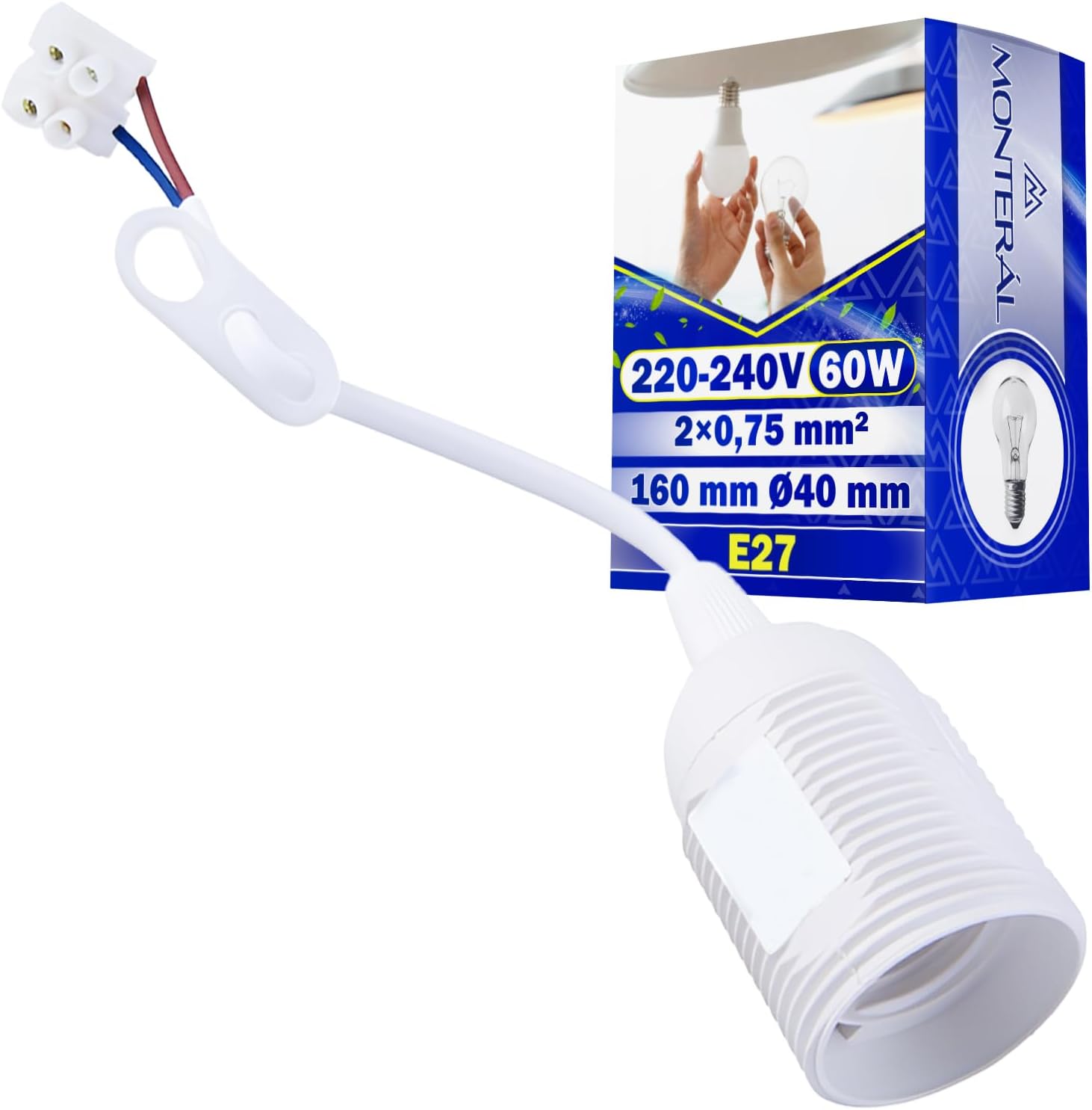 Monteral Base Riduttrice per Lampada E27, Bianco - immagine 1