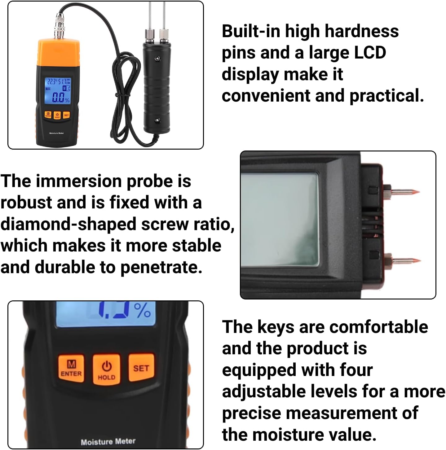 Display LCD Digitale Misuratore Umidità Legno MMD4E - immagine 3