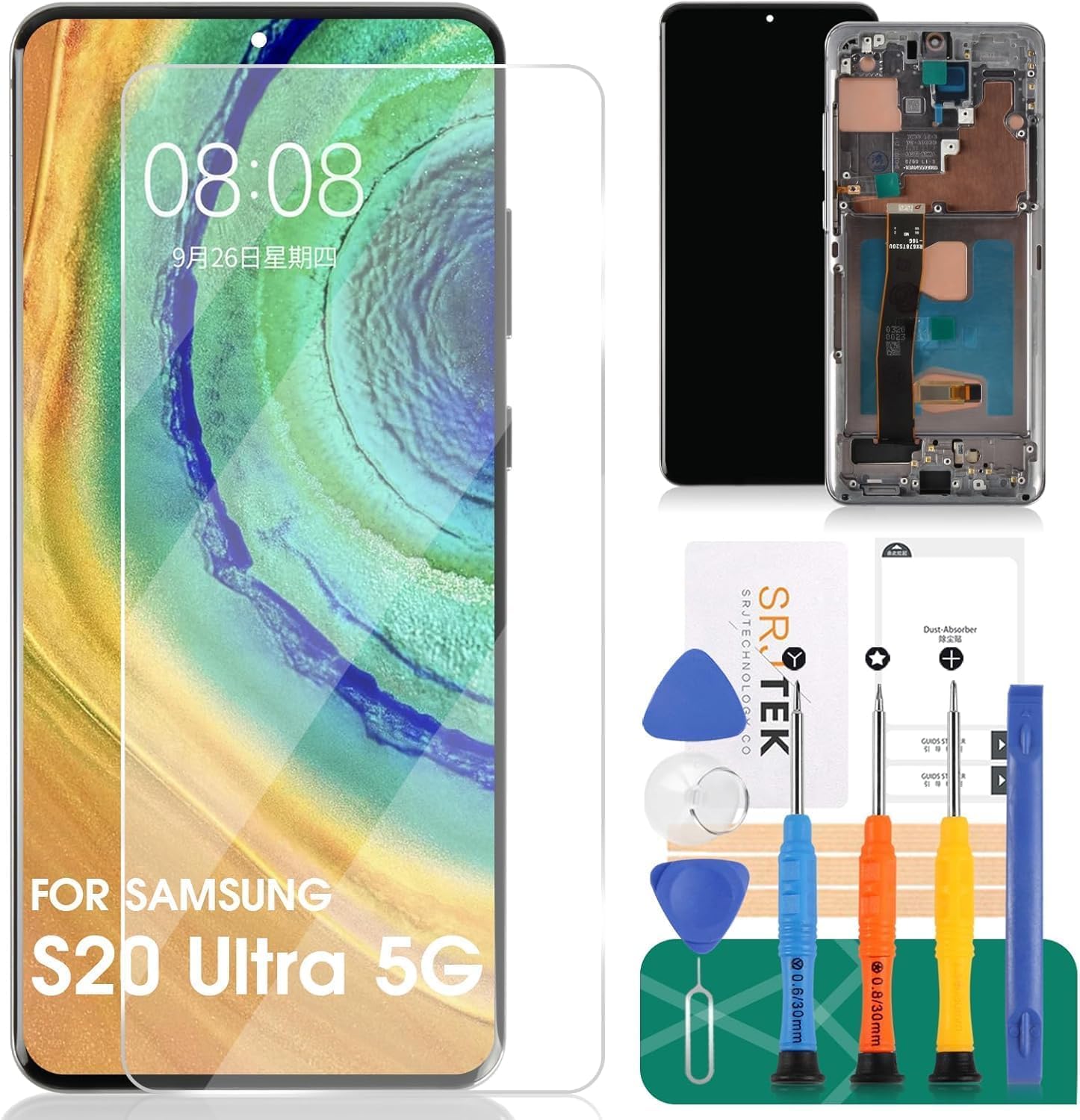 Display LCD OLED per Samsung Galaxy S20 Ultra 5G, Argento