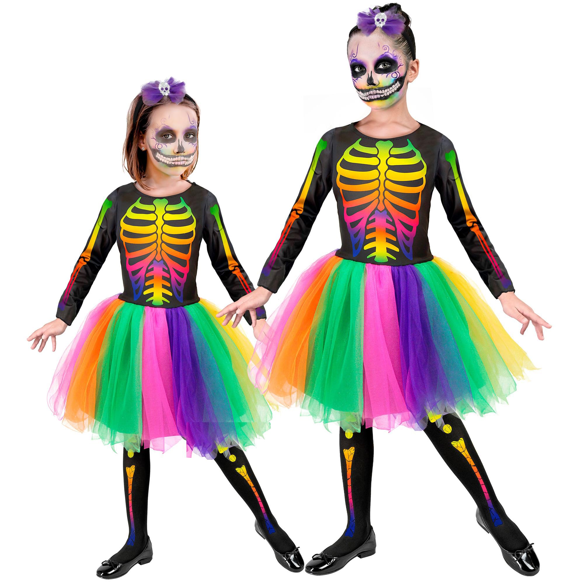 W WIDMANN MILANO Party Fashion - Costume da scheletro per bambino, vestito con tutù, Dia de los Muertos, costume per Halloween