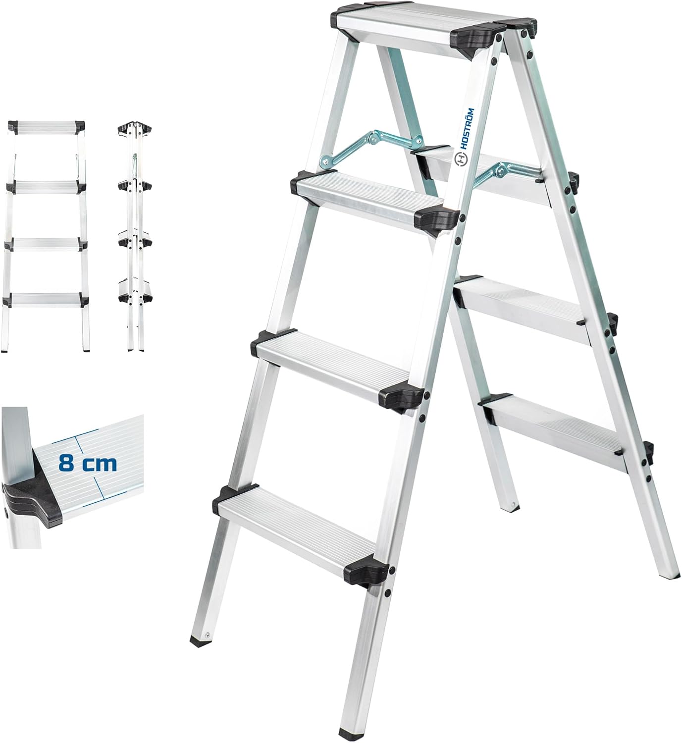 HOMILIX Scaletta Sgabello Pieghevole 4 Gradini