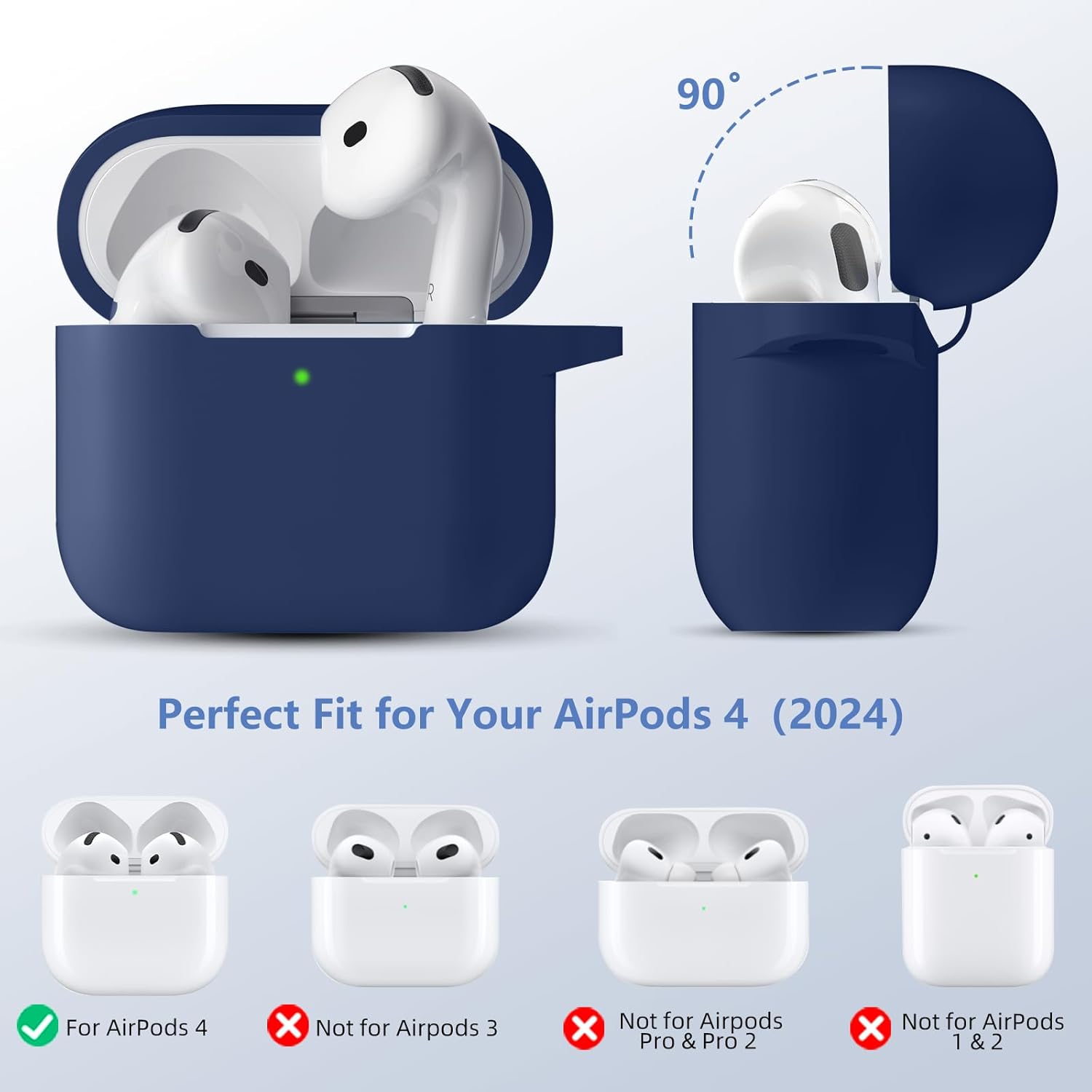 Maledan Cover Compatibile AirPods 4 2024, Blu Scuro - immagine 2