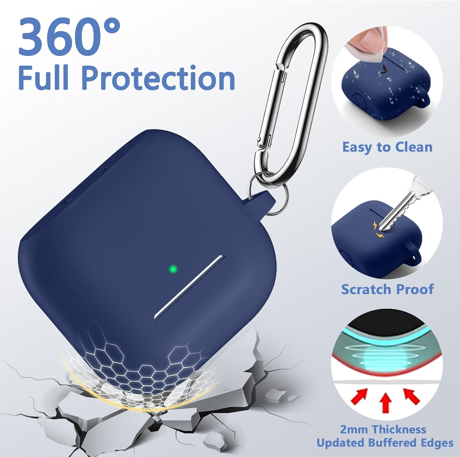 Maledan Cover Compatibile AirPods 4 2024, Blu Scuro - immagine 4