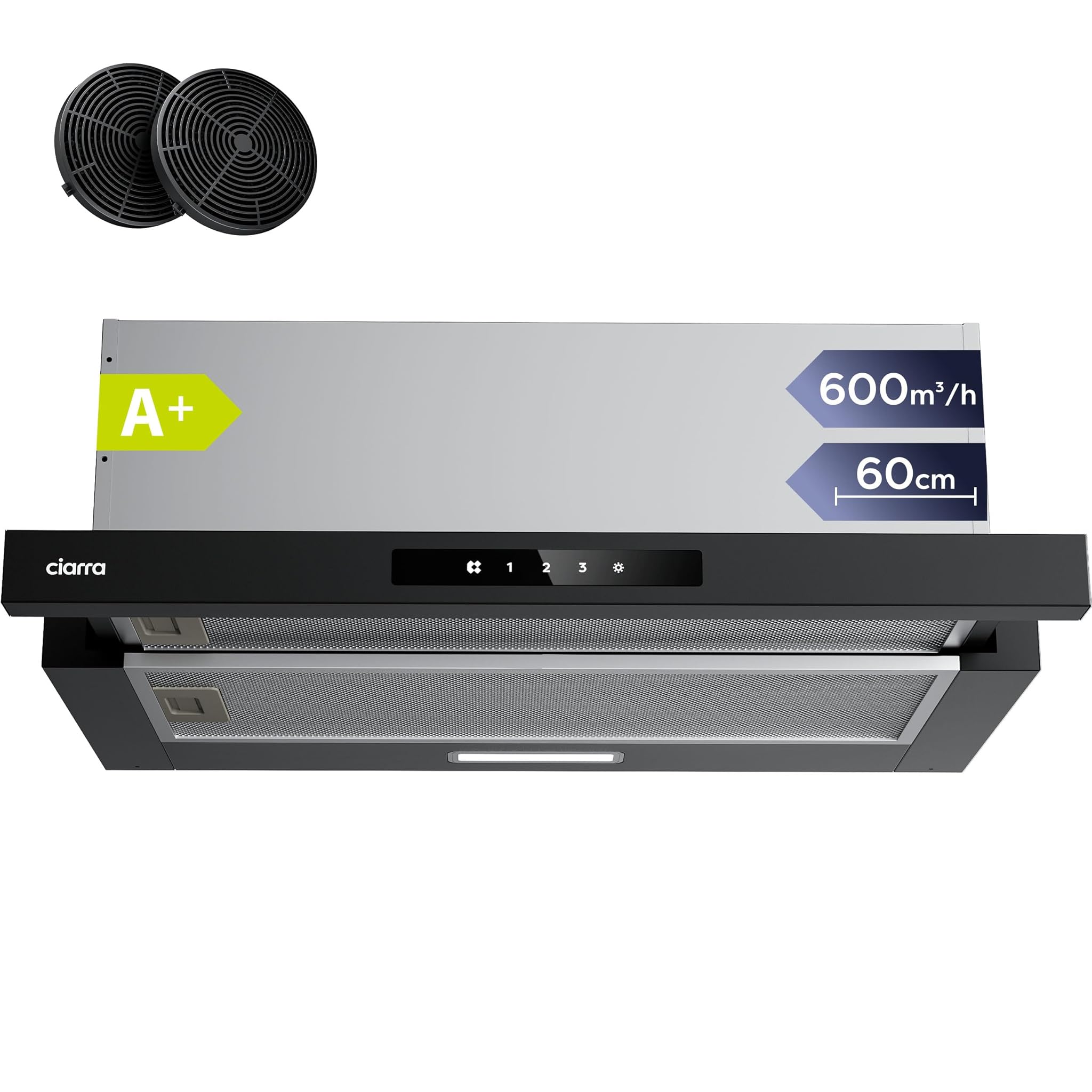 Ciarra CBCB6909A Cappa Aspirante Telescopica 60cm, Nera