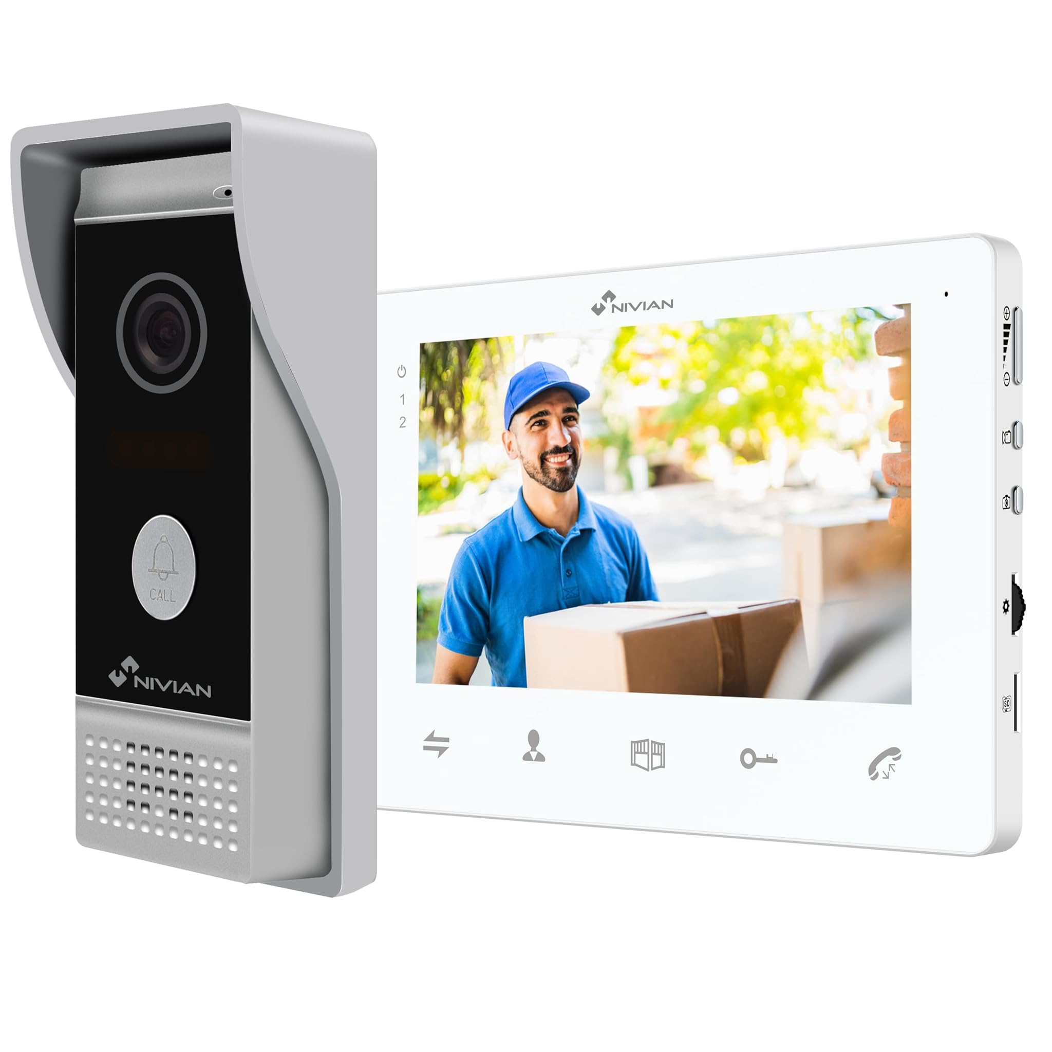 Nivian Videocitofono 2 Fili Analogico con Monitor 7"