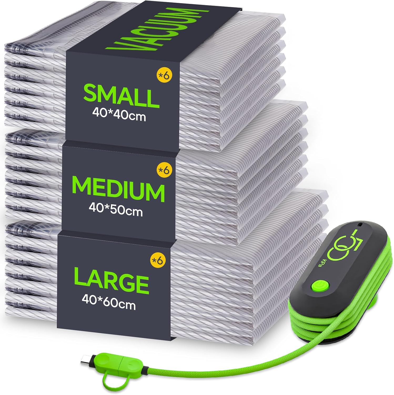 Vacbird Sacchetti Sottovuoto Viaggio con Pompa USB Set 18