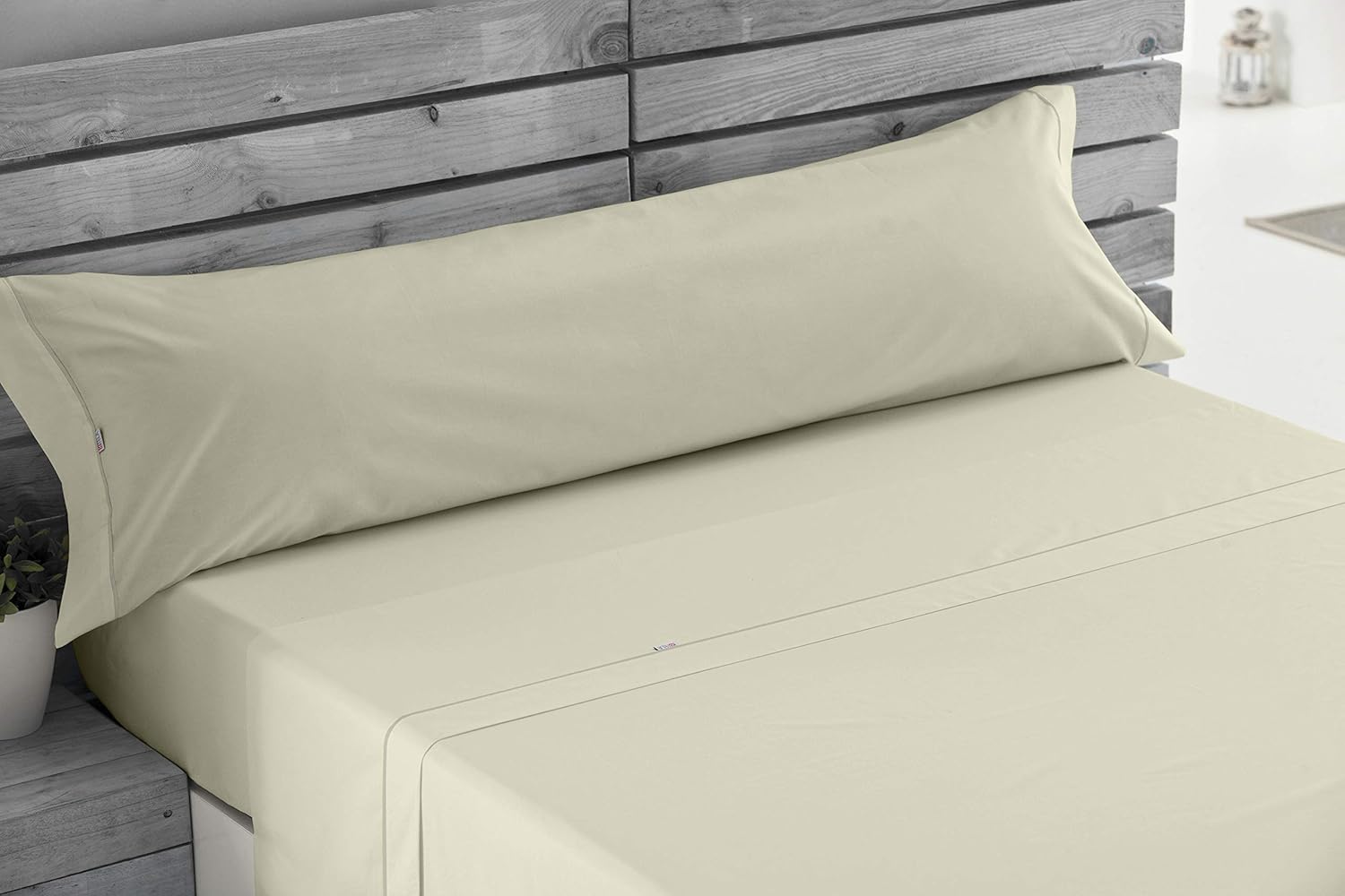 Juego de Sábanas Liso Color Crema Cama 150 (4 Pezzi) - immagine 3