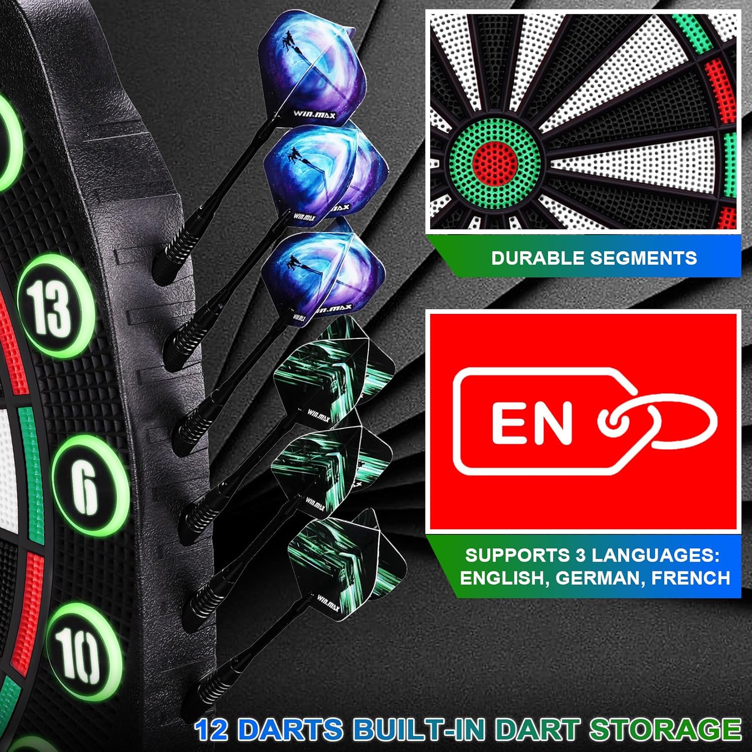 Bersaglio Elettronico Professionale 34 Giochi con 12 Freccette - immagine 6