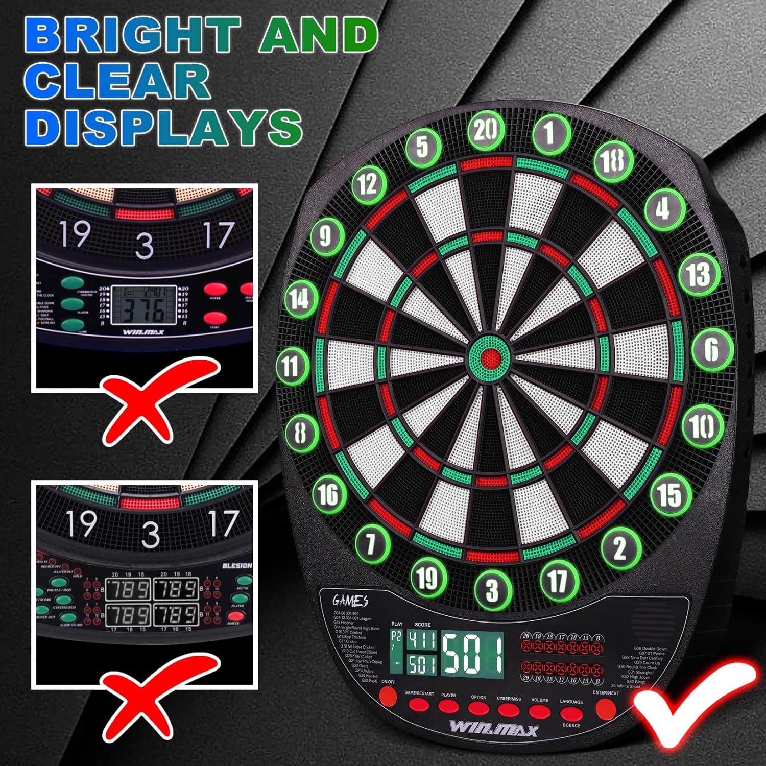 Bersaglio Elettronico Professionale 34 Giochi con 12 Freccette - immagine 7