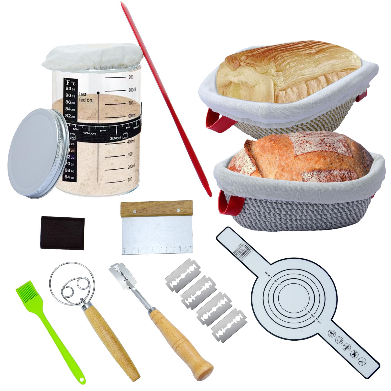 Set 13 Cestini Lievitazione Pane Rattan Naturale