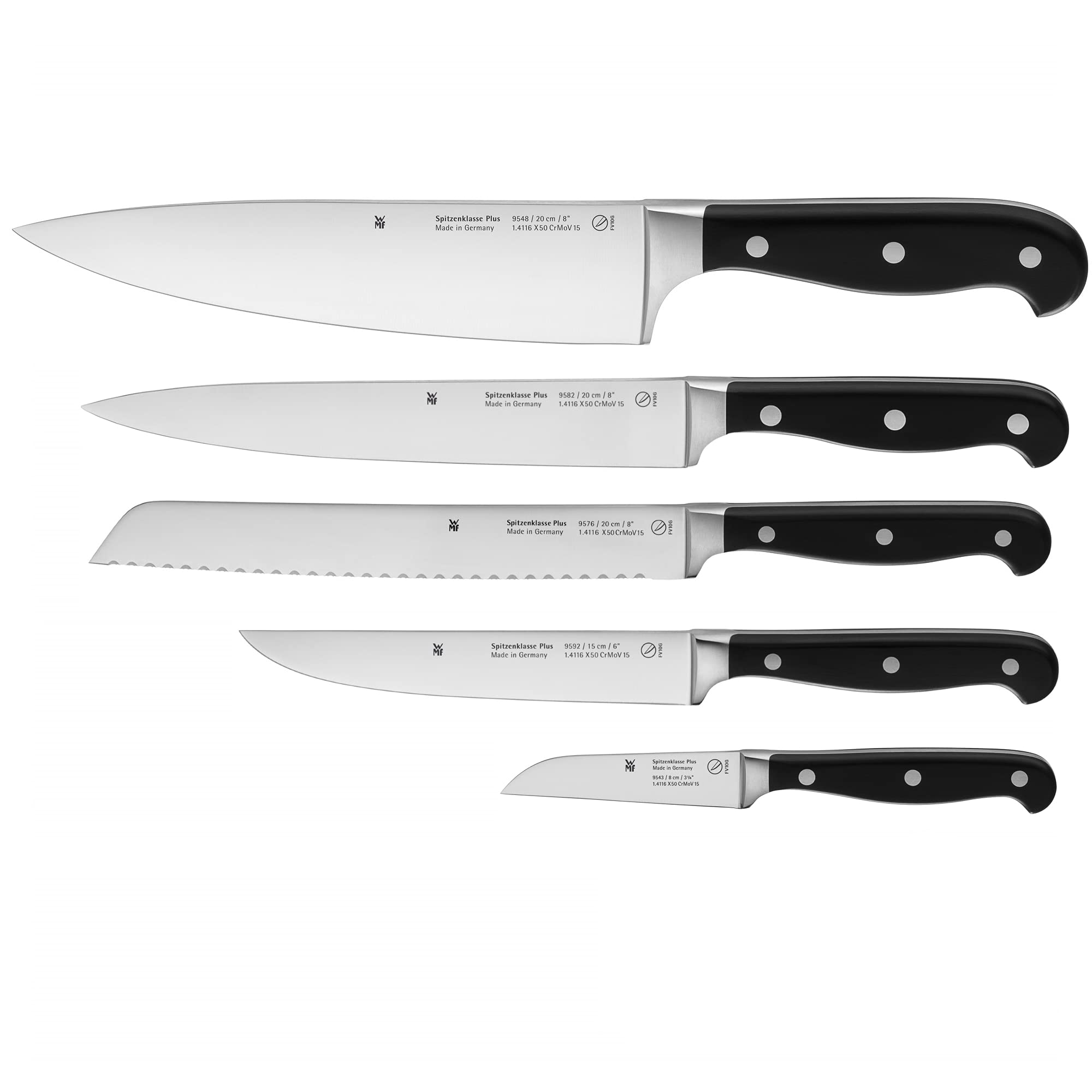 WMF Coltello Set Classe Plus Performance Cut, Acciaio Inox, Nero, Set 5 Pezzi
