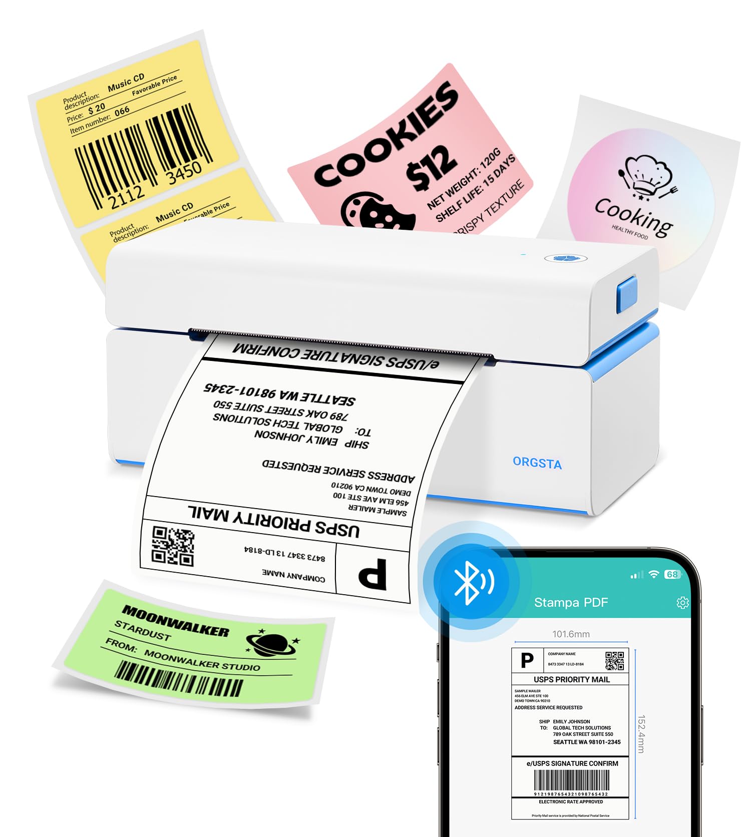 Orgsta Stampante Termica USB per Etichette di Spedizione