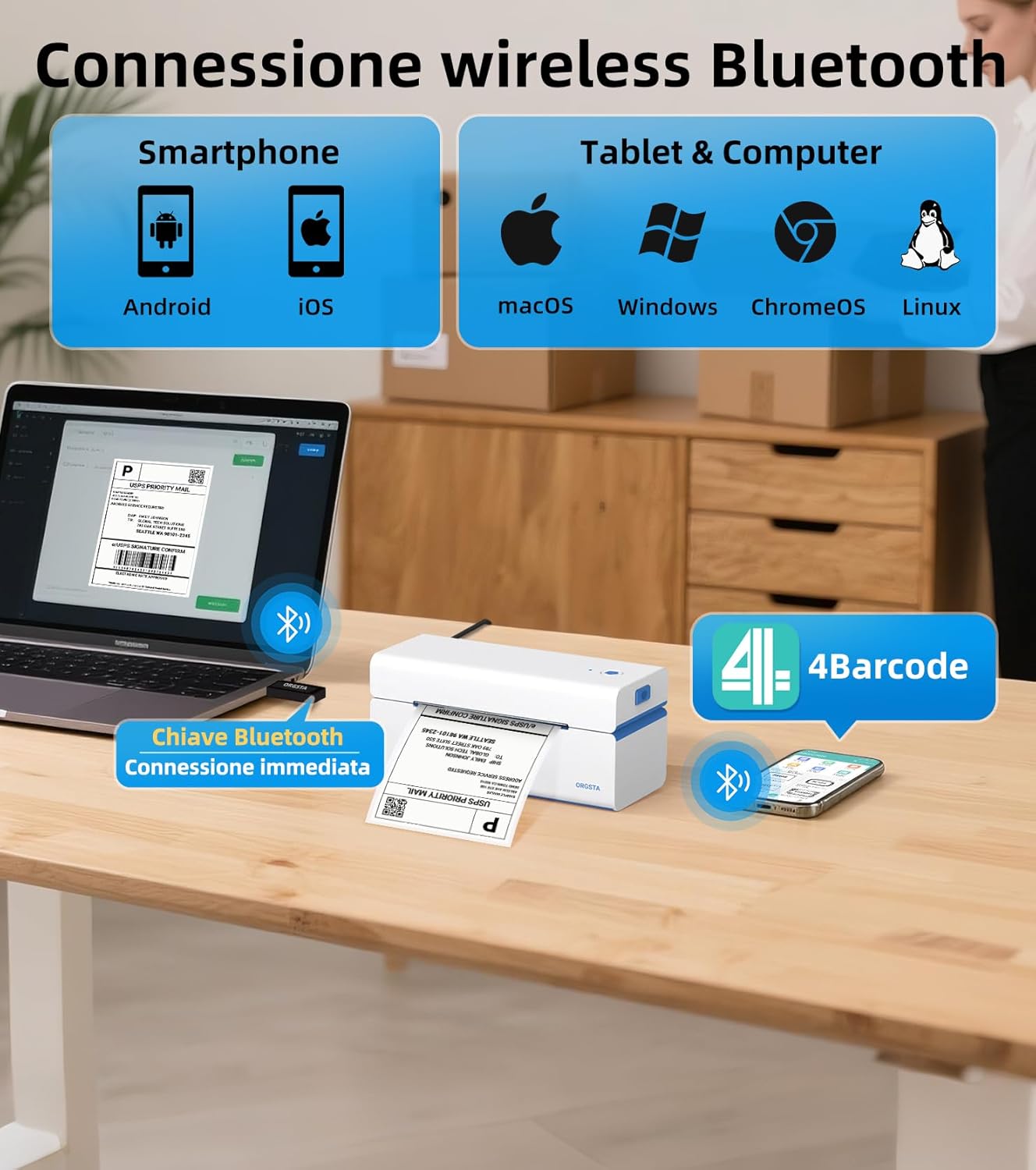 Orgsta Stampante Termica USB per Etichette di Spedizione - immagine 4