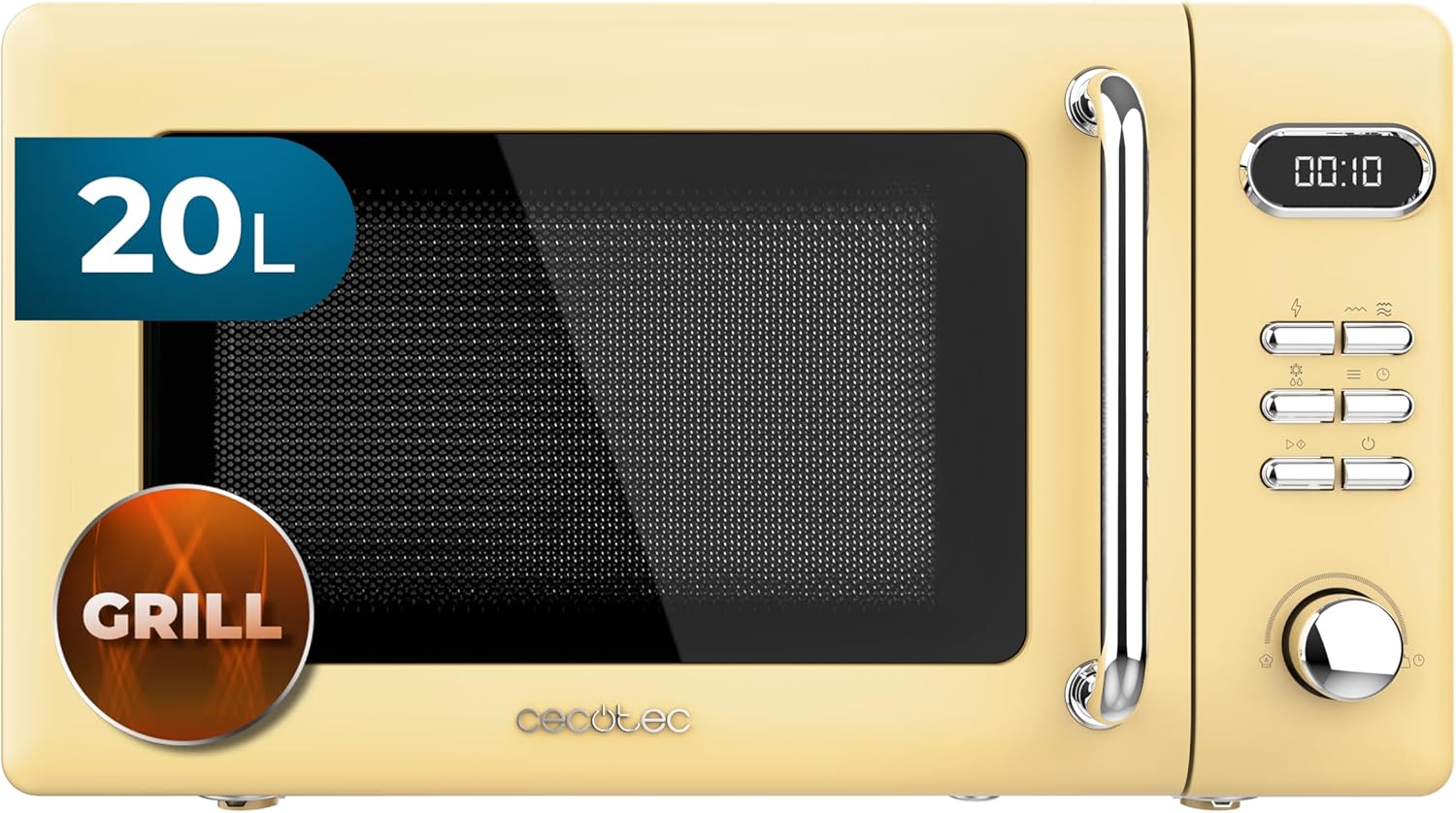 Cecotec Forno Microonde Digitale con Griglia 20L, Giallo