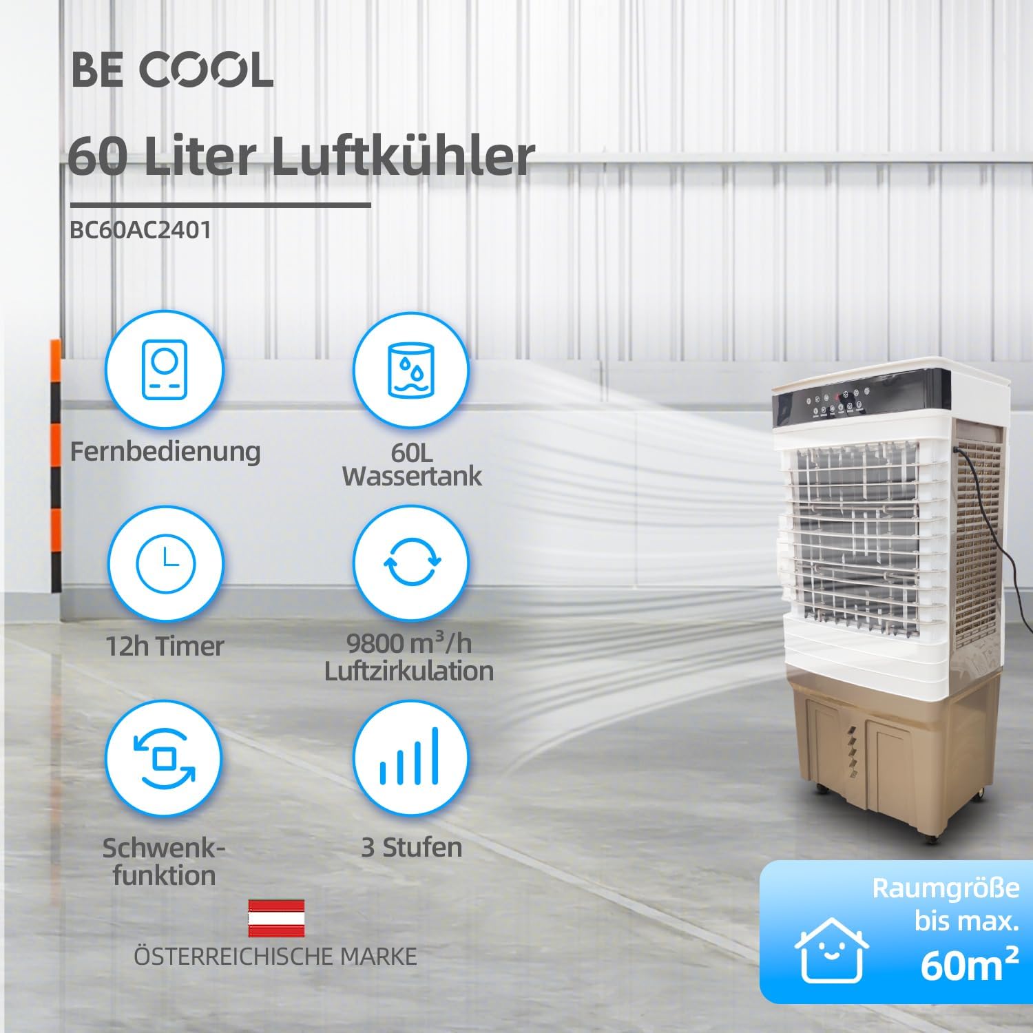 Raffreddatore d'Aria Mobile 60L 150W - immagine 2