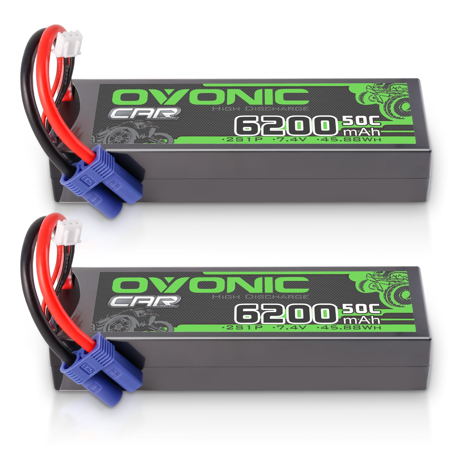 Ovonic Batteria LiPo 2S 6200mAh 7.4V 50C EC5 (2 Pezzi)