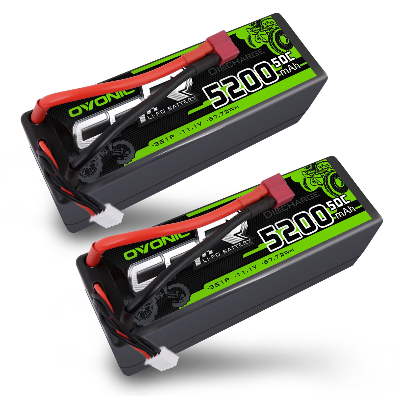 Ovonic 3S Batteria Lipo 11.1V 5200mAh 50C Deans (2 pezzi)