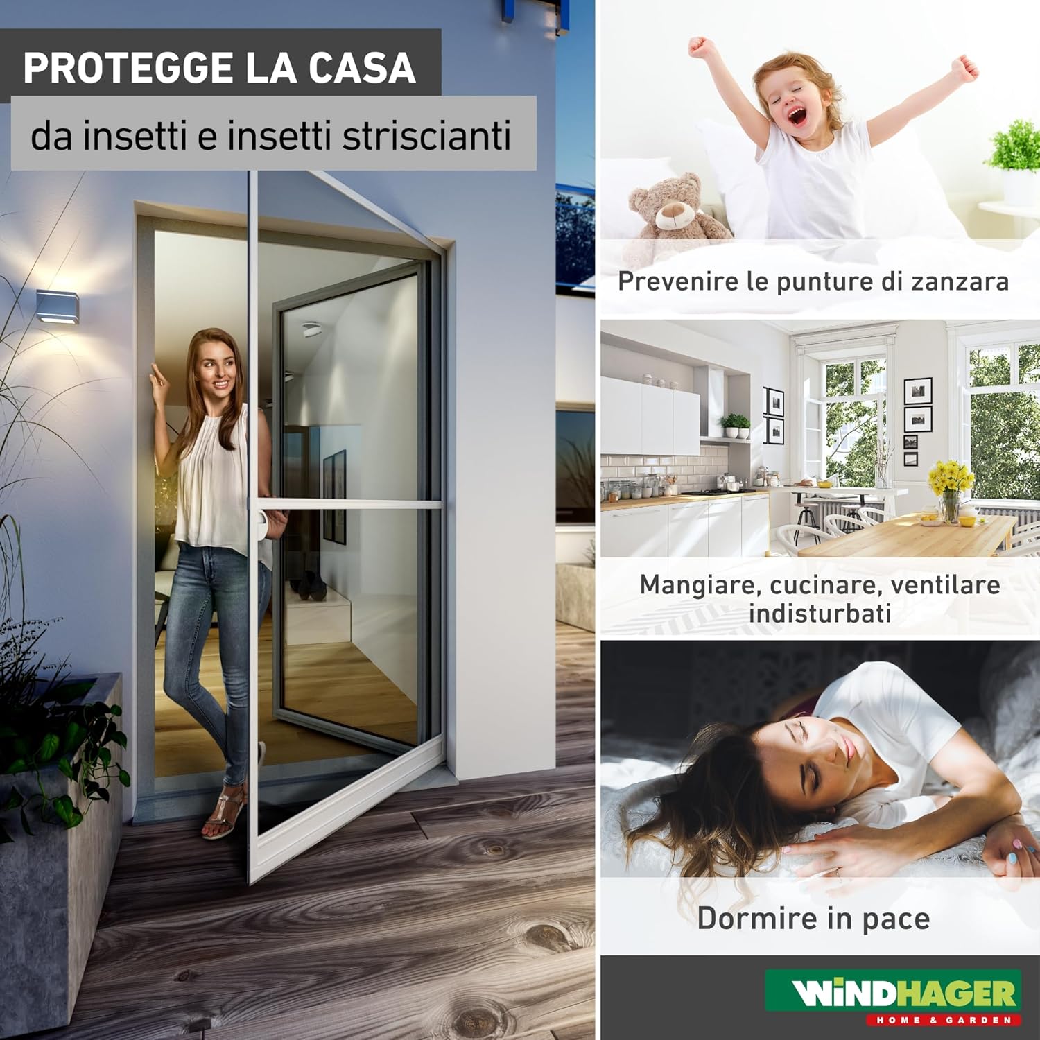 Windhager Zanzariera Basic per Porta 100x210cm, Bianco - immagine 2