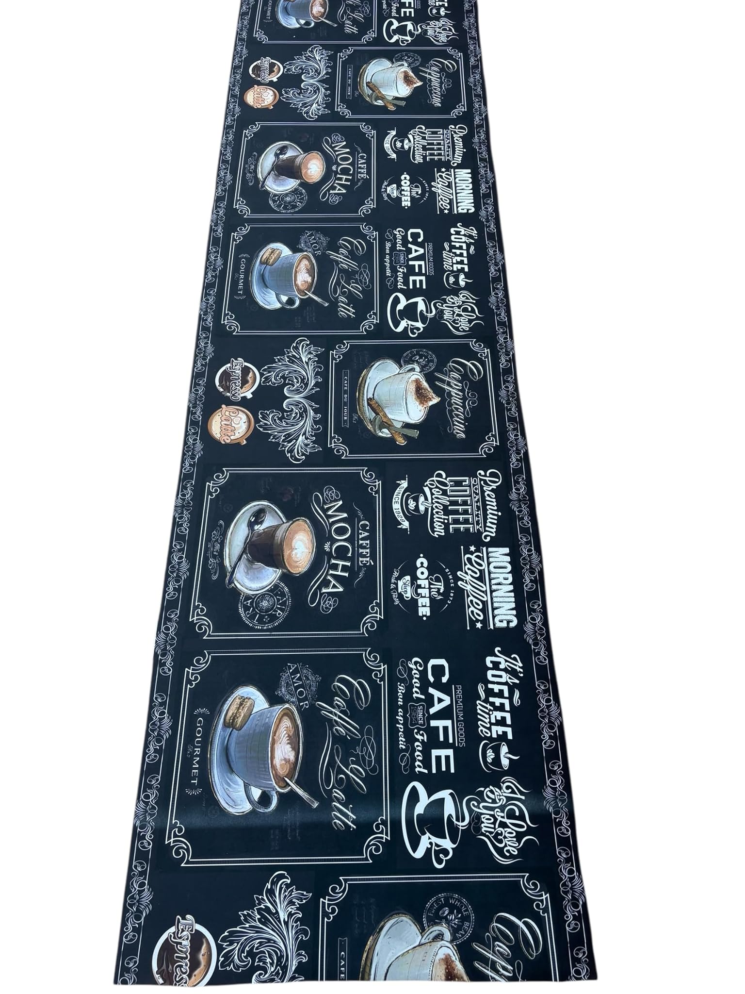 Tappeto Cucina Coffee Time Nero 60x300cm