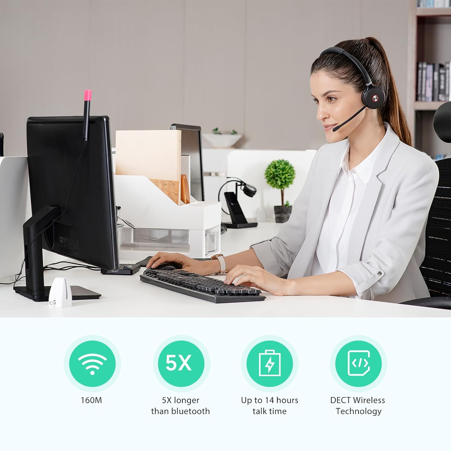 Yealink WH62 DT V2 - Cuffie Wireless DECT 14h - immagine 3