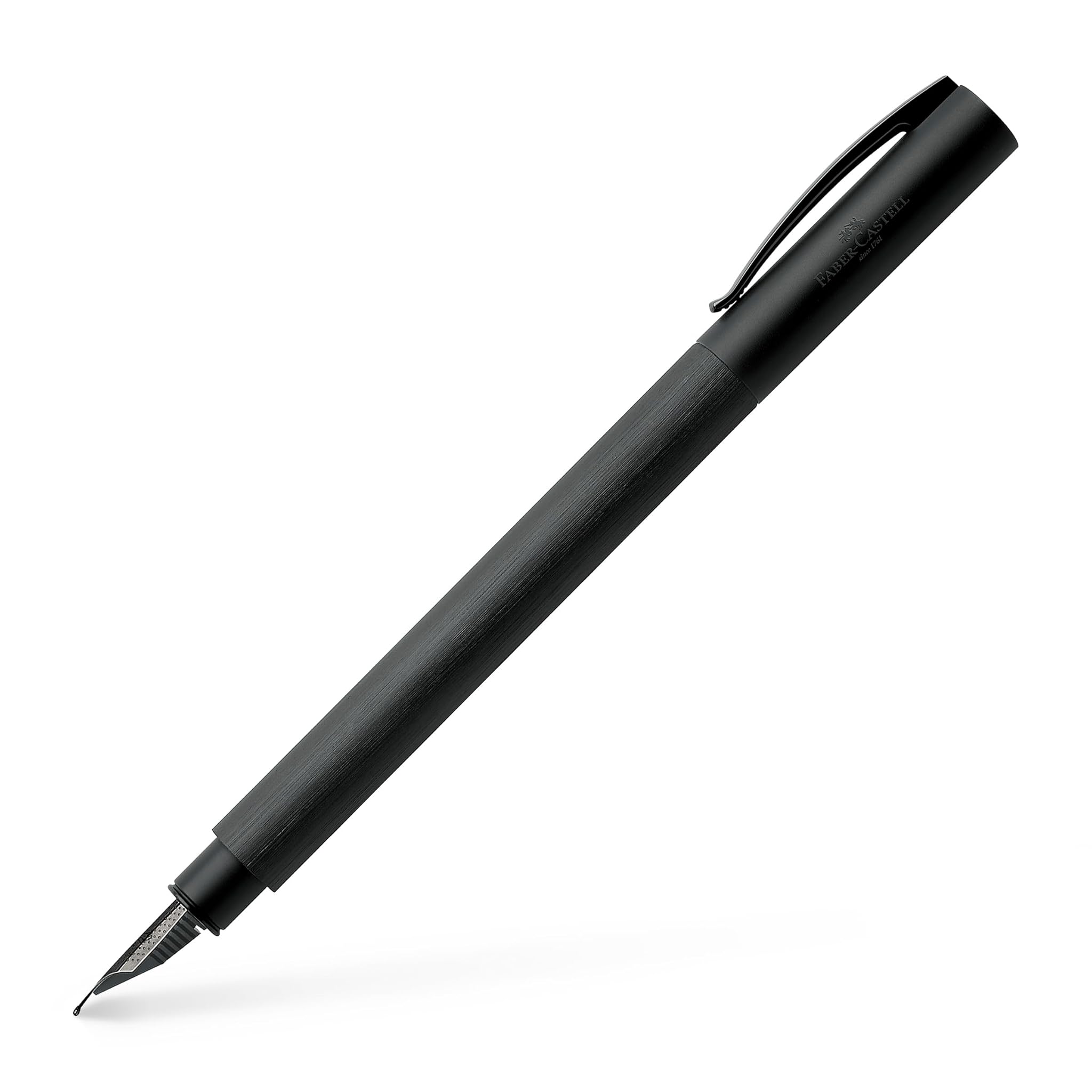 Faber-Castell 147151 - Stilografica Ambition All Black, pennino F, nero