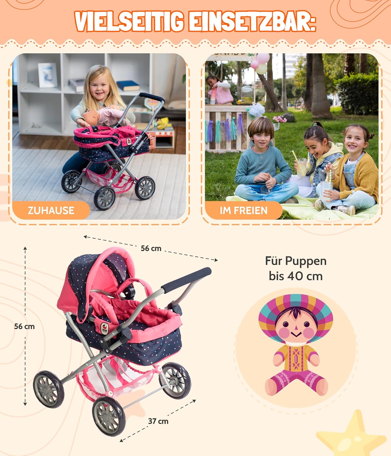 Bayer Chic 2000 - Passeggino per Bambole Smarty, Rosa - immagine 4