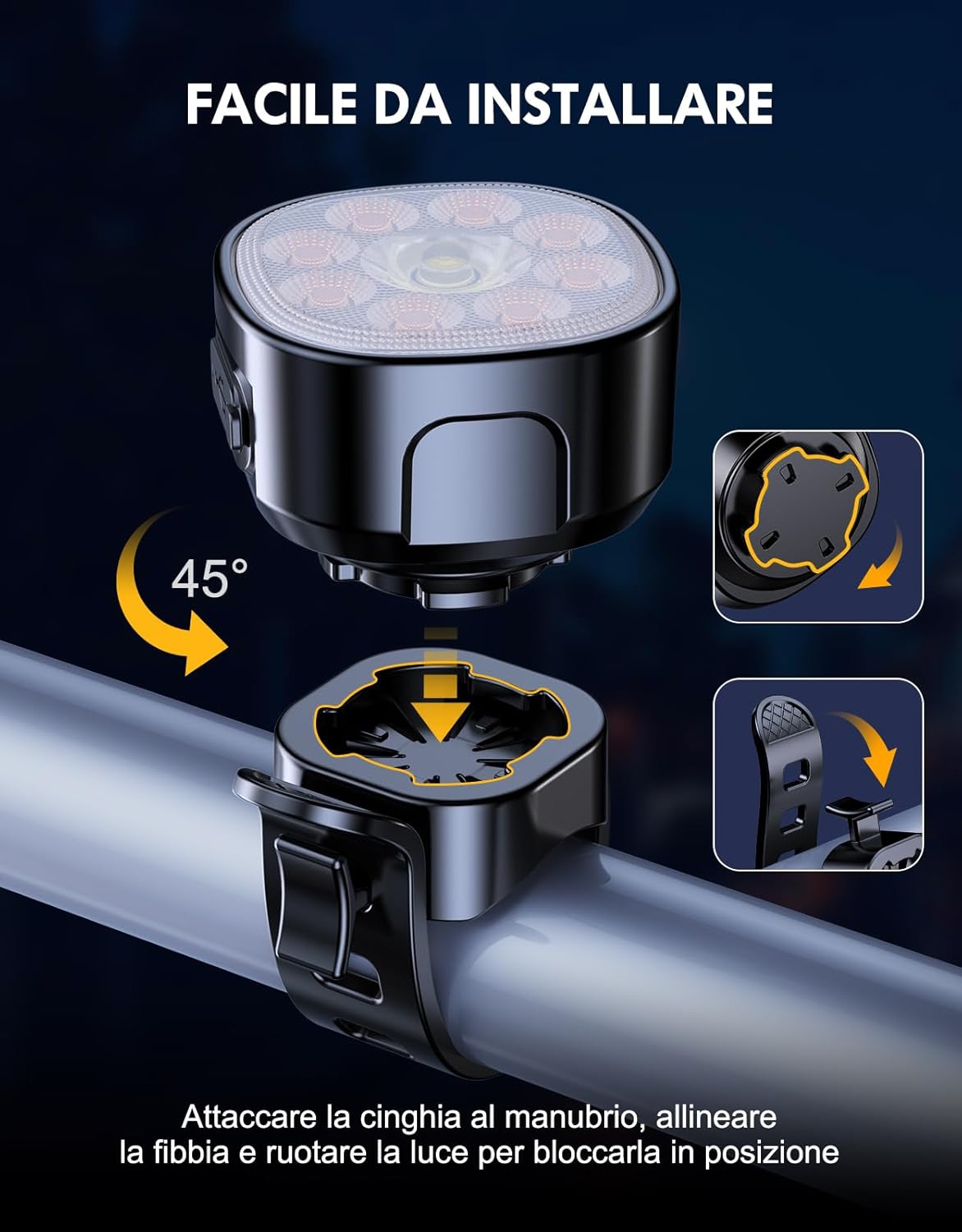 Luci Bicicletta LED Anteriore e Posteriore Ricaricabili USB - immagine 6