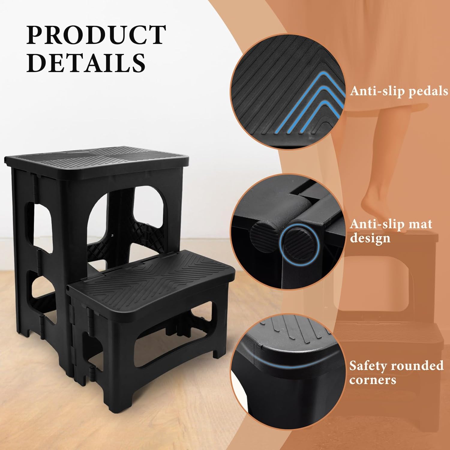 Sgabello a 2 Gradini Pieghevole 150 kg - immagine 3