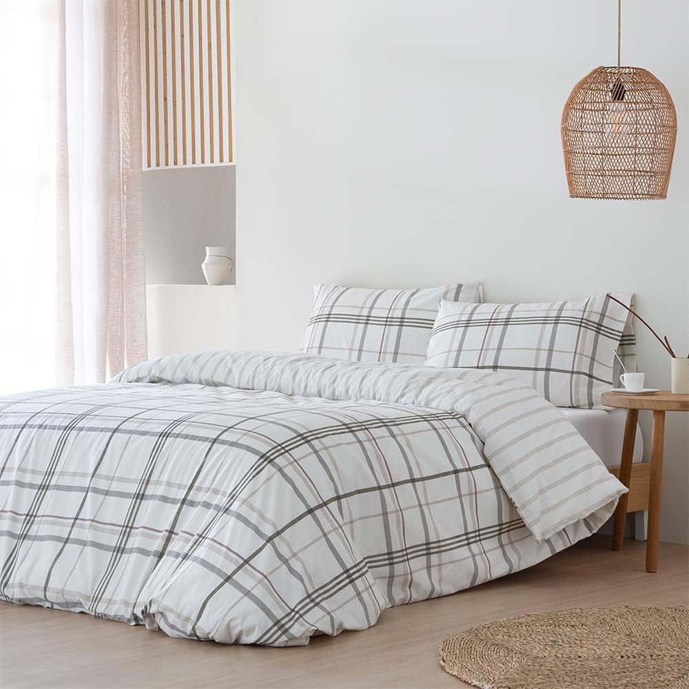 Copripiumino 200x200 Cotone Percalle 200 Fili, Beige