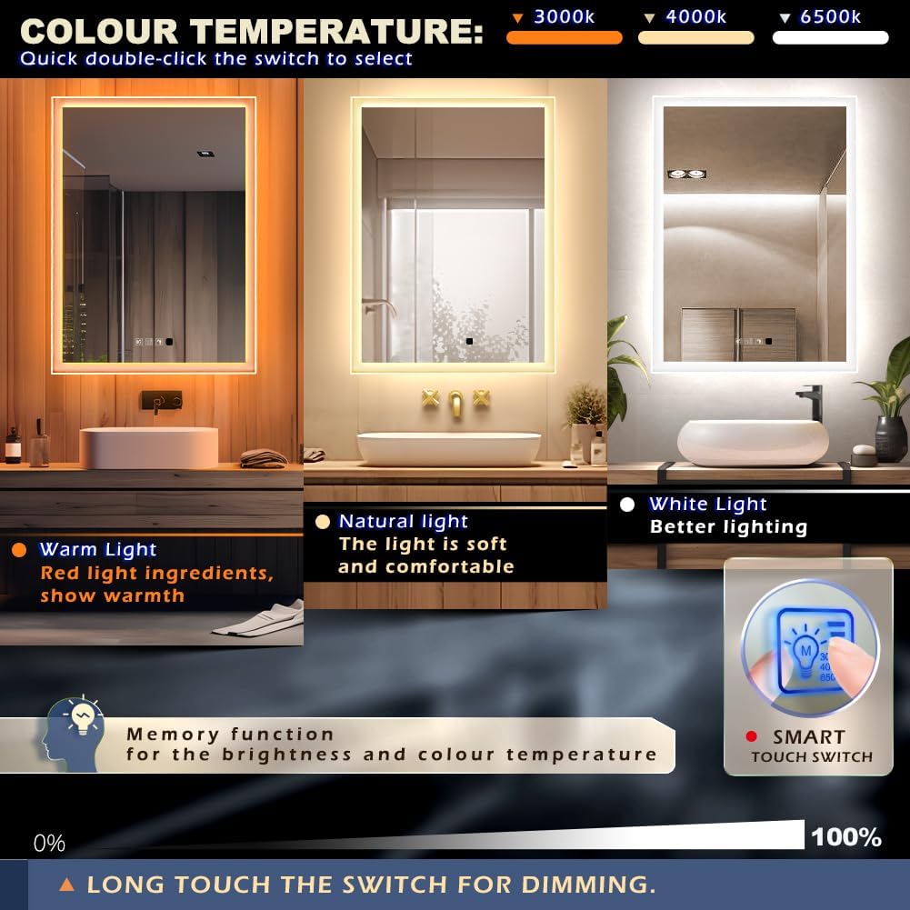 Ganpe Specchio Bagno LED 60x80cm con Bluetooth - immagine 2