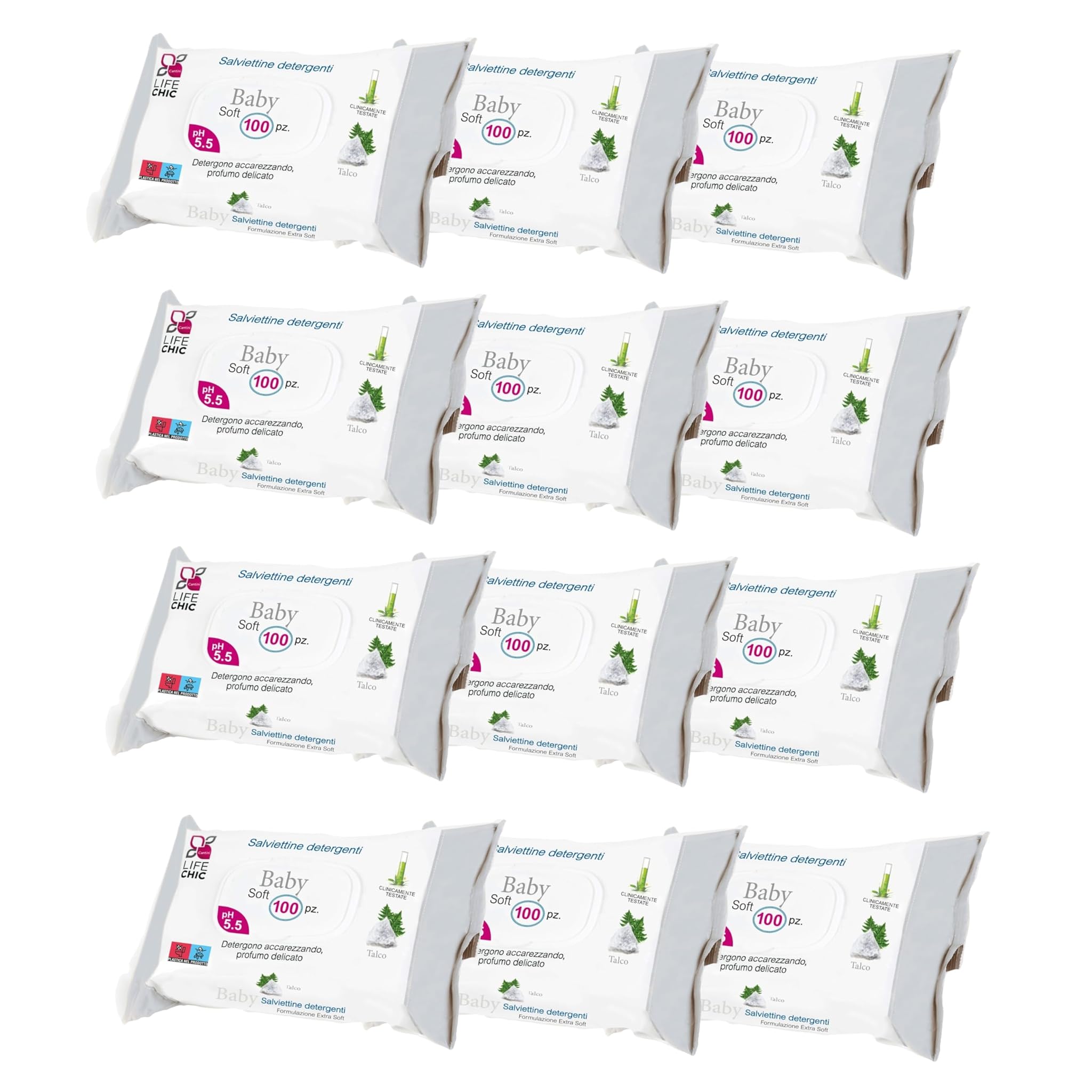 Salviette Baby con Talco per Pelli Sensibili - 1200 pezzi